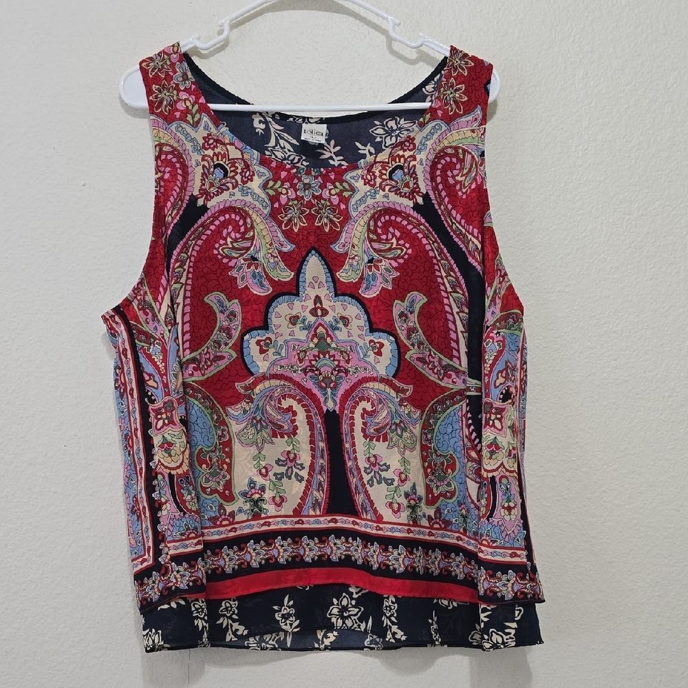 Bila Multicolor Paisley Sleeveless Blouse L